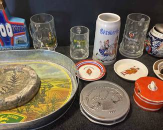 Beer Stein, Beer Mugs, Jim Beam Bottle, Ashtrays, And More