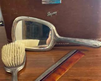 Vintage Vanity Case Comb Brush Mirror