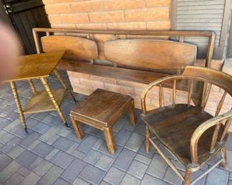 King Headboard, Two Side Tables, And Chair