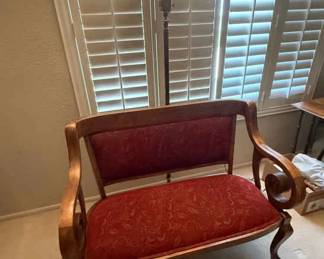 Old Sette With Claw Feet And An Old Floor Lamp