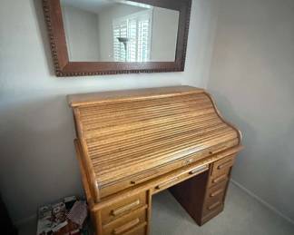 Vintage Roll Top Desk And Mirror