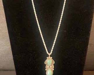TA133VRare Vintage Native Spiderweb Turquoise Pendant