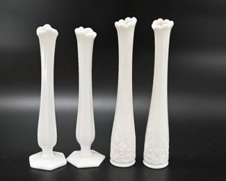 Milk Glass Swung Vases 
