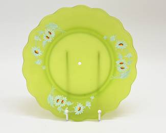 Hand Painted Green Glass Plate
