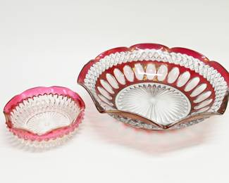 Cranberry Flashed Glass Bowls 