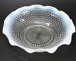 Fenton? Blue Hobnail Ribbon Bowl