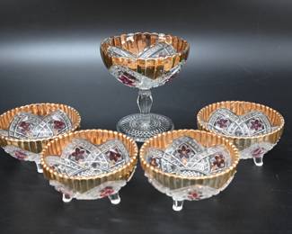 Stunning Gold Trimmed Salt Cellars, Champagne Glasses