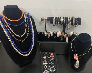 Beaded Necklaces, Silver Toned Costume Jewlery