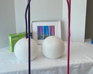Pink Floor Lamp Purple Floor Lamp, 2 Globe Lights, Digital Picture Frame, Arch Print Artwork