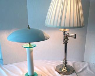 2 Table Lamps 1 Silver Lamp And 1 Touch Lamp