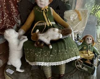 Ukrainian girl with white kitten by Elena Petrovych- includes doll, toys, clothes and wagon