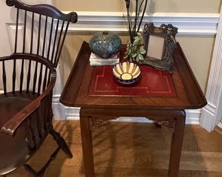 Leather inlay side table