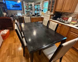 VERSACE STYLE DINING TABLE AND 6 CHAIRS