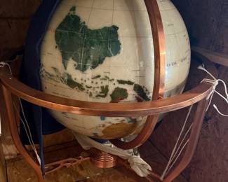Massive Globe with copper stand and 14k gold etching!