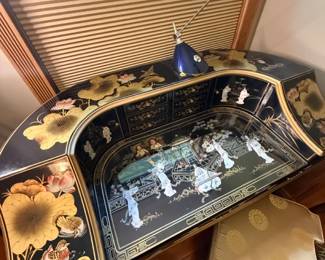 GORGEOUS PAINTED DESK WITH IVORY INLAY