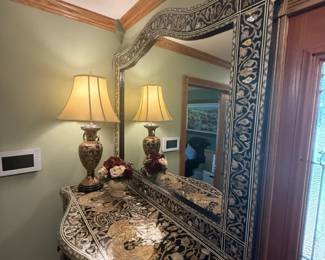 GORGEOUS  INLAID COMMODE W/MIRROR STUNNING!!