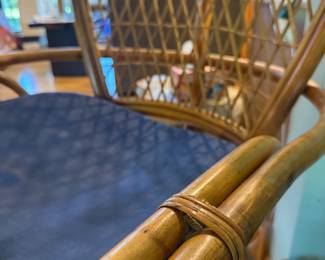 PAIR OF RATTAN CHAIRS WITH CUSHIONS