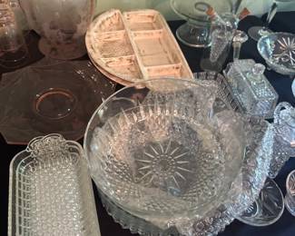 Various vintage and antique crystal glass collectibles
