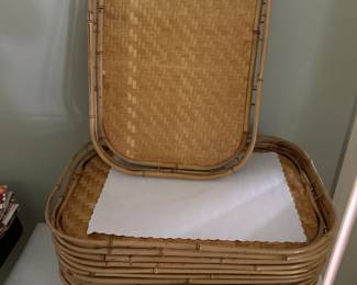 Vintage bamboo serving trays