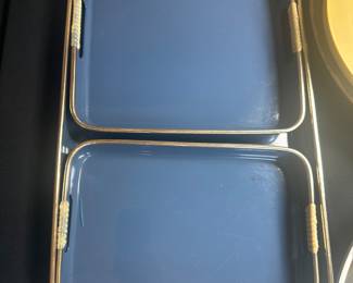 Blue and gold serveware set, perfect for hosting parties at home! 