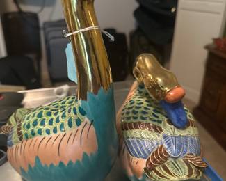vintage Japanese porcelain duck or goose figurines by Andrea by Sadek. 