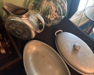 vintage serving pieces, decorative glass jar