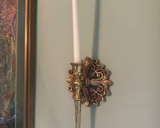 gold candle wall sconce
