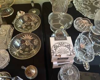 various vintage and antique crystal glass collectibles