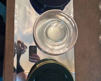 Mirrored tray, serving bowls