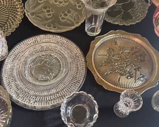 various vintage and antique crystal serving platters