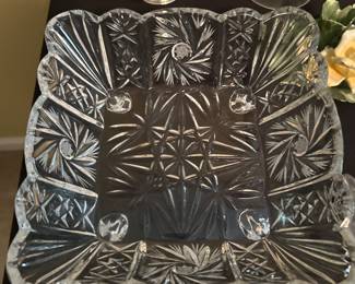 Vintage square crystal bowl