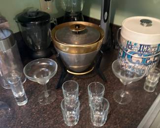 barware - mixer, shot glasses, margarita glasses, margarita machine, ice buckets, and tons of glassware!