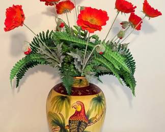 Parrot Vase And Faux Flowers 