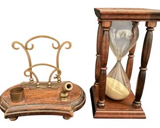 Wood Hourglass Desk Organizer