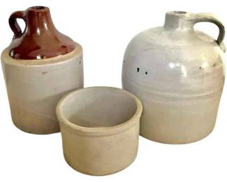 Three Antique Stoneware Crocks