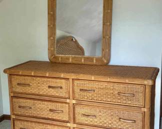 006 Wicker Dresser With Matching Mirror