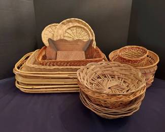 Wicker Baskets, Trays, More