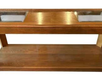 Oak Glass Console Table
