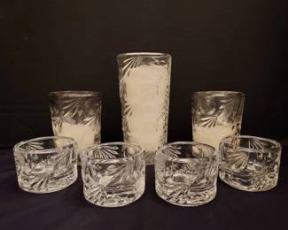 Czech Republic Pressed Glass Pillar Votive Candleholders