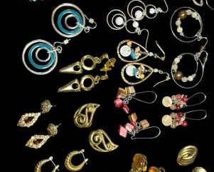 Earring Collection Variety Of Artisan Wires, Goldtone Posts  Clipons