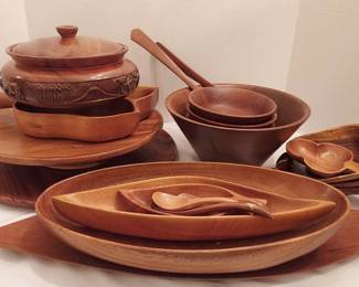 Wood Salad Bowl Set, Carved Wood Bowl, Lazy Susan More