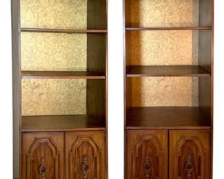 Two Matching Bookcases With Enclosed Storage Space 