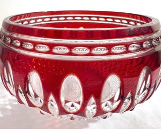 004 Waterford Clarendon Ruby Red CuttoClear Crystal Bowl