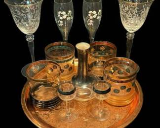 Copper Tray Glass Barware