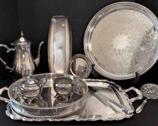 SilverPlated Trays, Tea Set,  More Servingware