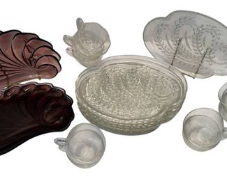 Eight Snack Plates With Wheat Pattern, 4 Purple, 10 Cups