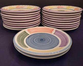 Belagio MultiColored Salad Dessert 8 Plates  20 Total