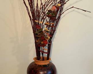 Decorative Wicker Vase And Faux Branches