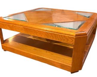 Large Wood And Glass Coffee Table