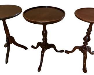Three Round Pedestal Side Tables
